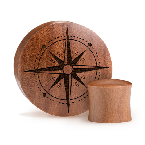 Compass Plug / gauge - Saba Wood | Konvexe Doppelaufgeweitet