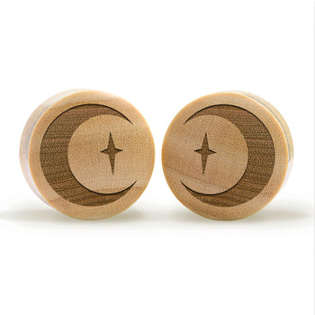 Crescent Moon Plug / Gauge - Crocodile Wood | Convex Double Flare