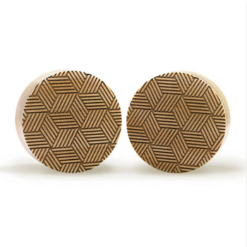 Cross Hatch Plug / Gauge - Crocodile Wood | Convex Double Flare
