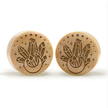Crystal Moon Plug / Gauge - Crocodile Wood | Convex Double Flare