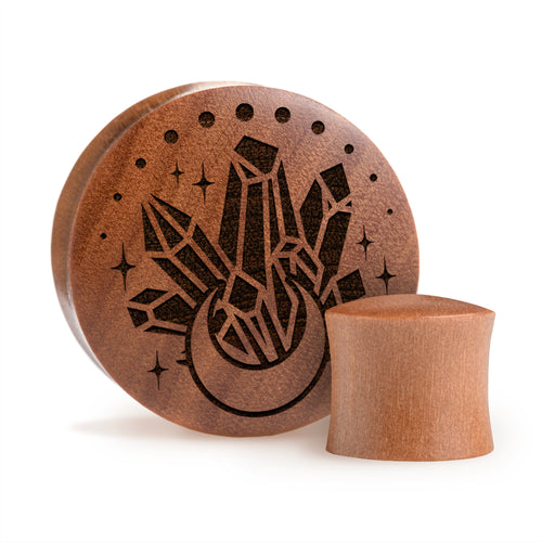 Crystal Moon Plug / Gauge - Saba Wood | Convex Double Flare