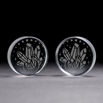 Kitsune Fox Mask Plug / Gauge - Black Glass | Flat Faced Double Flare