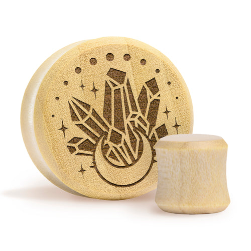 Crystal Moon Plug / Gauge - Crocodile Wood | Flat Faced Double Flare