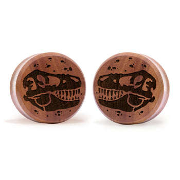 T -Rex Dinosaurier Plug / gauge - Saba Wood | Doppelaufgeweitet mit flachem Gesicht