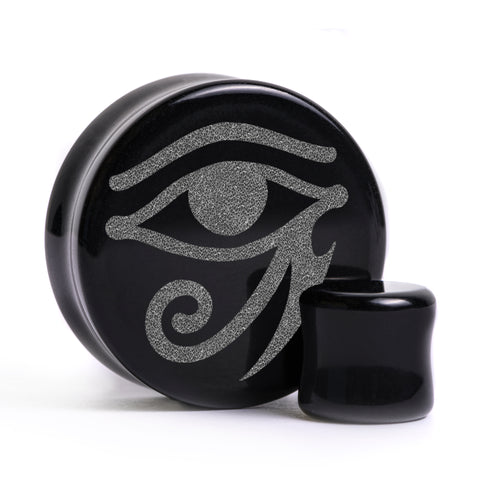 Egyptian Plug / Gauge - Black Glass | Flat Faced Double Flare