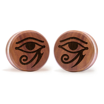 Ägyptischer plug / gauge - Saba Wood | Doppelaufgeweitet mit flachem Gesicht