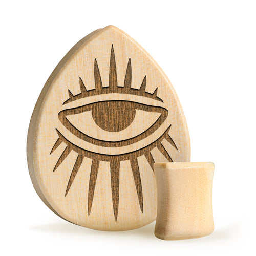 Eye Plug / Gauge - Teardrop Crocodile Wood | Flat Faced Double Flare