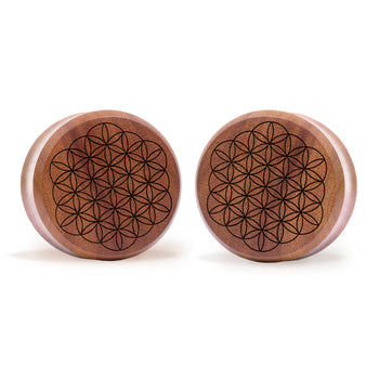 Flower Of Life Plug / Gauge - Saba Wood | Flat Faced Double Flare