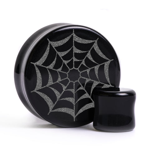 Web Plug / Gauge - Black Glass | Flat Faced Double Flare