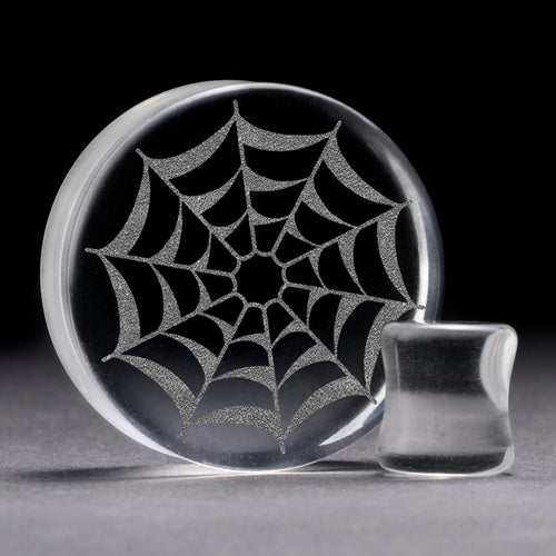 Web Plug / Gauge - Clear Glass | Flat Faced Double Flare