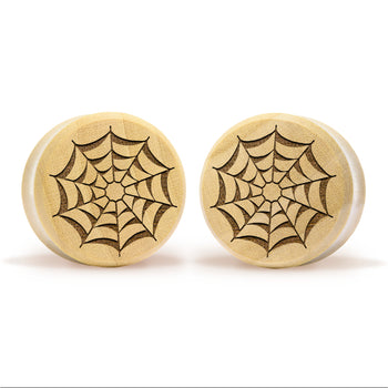 Alternative Tattooed man wearing 90's Retro Flames Plug / Gauge - Saba Wood | Flat Faced Double Flare