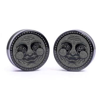 Linienmandala Zierstattoo Plug / gauge - klares Glas | Doppelaufgeweitet mit flachem Gesicht