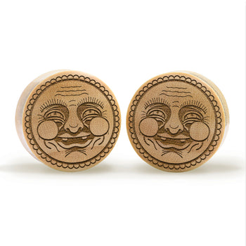 Happy Face Plug / gauge - Krokodilholz | Konvexe Doppelaufgeweitet