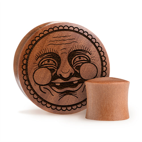 Happy Face Plug / gauge - Saba Wood | Konvexe Doppelaufgeweitet