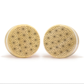 Japanischer Hanfplug / gauge - Krokodilholz | Doppelaufgeweitet mit flachem Gesicht