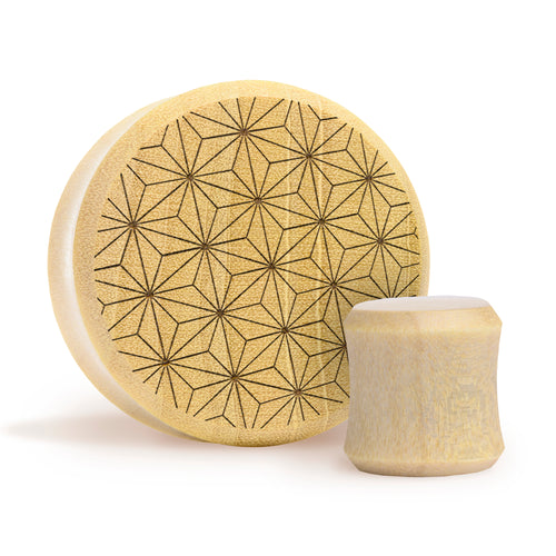 Japanischer Hanfplug / gauge - Krokodilholz | Doppelaufgeweitet mit flachem Gesicht