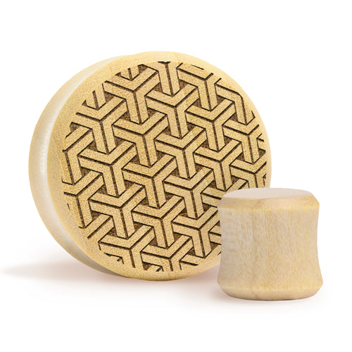 Kikkou Plug / Gauge - Krokodilholz | Doppelaufgeweitet mit flachem Gesicht