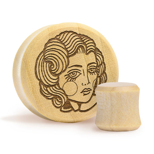 Lady Tattoo Plug / Gauge - Krokodilholz | Doppelaufgeweitet mit flachem Gesicht