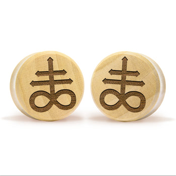 Leviathan Cross Plug / Gauge - Crocodile Wood | Flat Faced Double Flare
