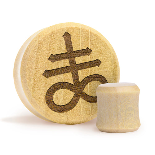 Leviathan Cross Plug / Gauge - Crocodile Wood | Flat Faced Double Flare