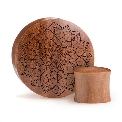 Mandala Plug / Gauge - Saba Wood | Konvexe Doppelaufgeweitet