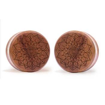 Linienmandala Zierstattoo Plug / gauge - klares Glas | Doppelaufgeweitet mit flachem Gesicht