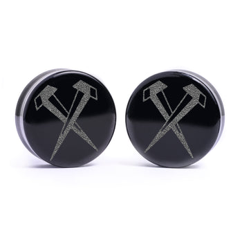 Shark Plug / Gauge - Teardrop Black Glass | Flat Faced Double Flare