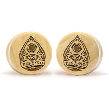 Ouija Planchette Plug / Gauge - Crocodile Wood | Flat Faced Double Flare