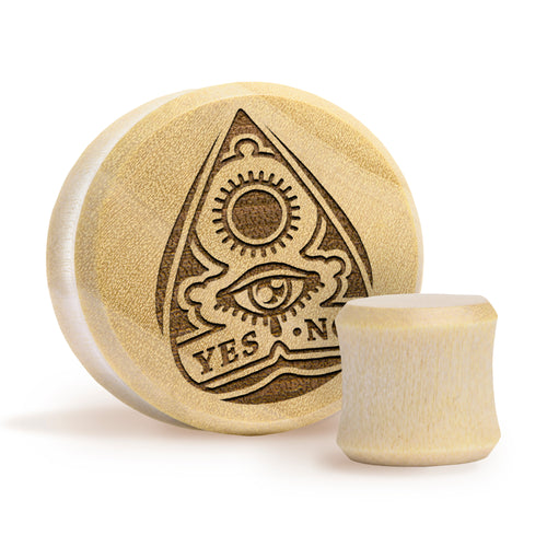 Ouija Planchette Plug / Gauge - Crocodile Wood | Flat Faced Double Flare