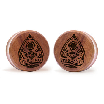 Ouija Planchette Plug / Gauge - Saba Wood | Doppelaufgeweitet mit flachem Gesicht