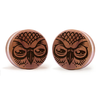 Owl Plug / Gauge - Saba Wood | Flat Faced Double Flare