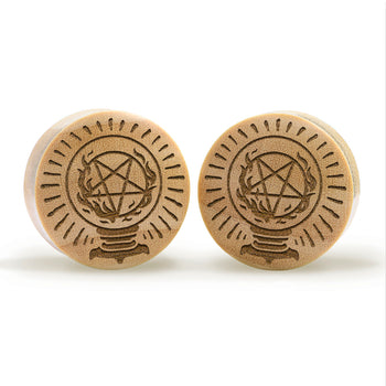 Crystal Ball Plug / Gauge - Crocodile Wood | Convex Double Flare