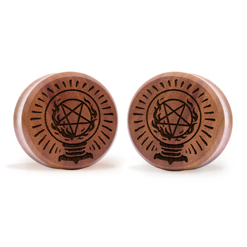 Crystal Ball Plug / Gauge - Saba Wood | Flat Faced Double Flare