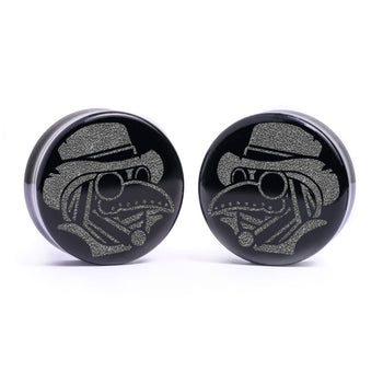 Cute pretty cool Rose Quartz Stone Inlay Saba Wood Ear Plug / Gauge
