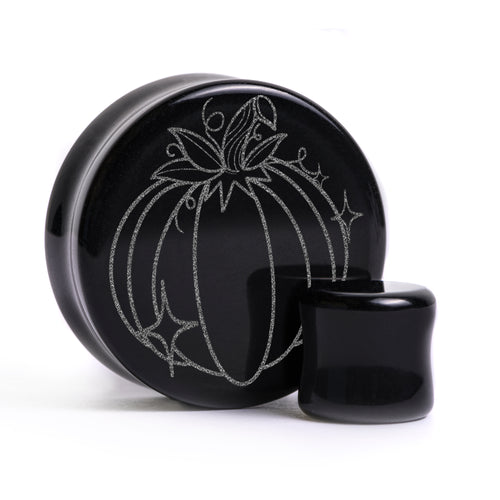 Pumpkin Plug / Gauge - Black Glass | Flat Faced Double Flare