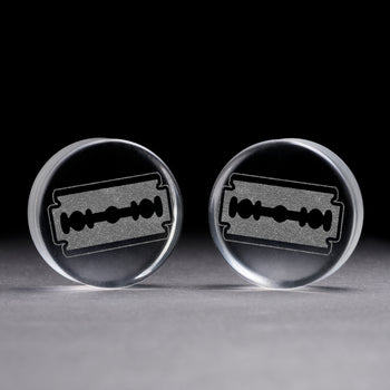 Razor Blade Plug / Gauge - Clear Glass | Flat Faced Double Flare