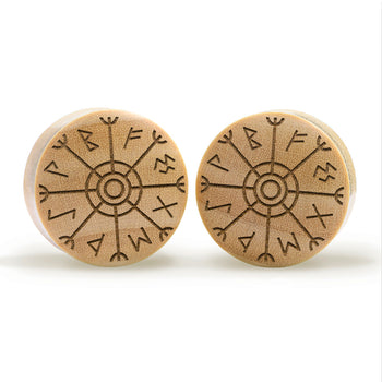 Runic Plug / Gauge - Crocodile Wood | Convex Double Flare
