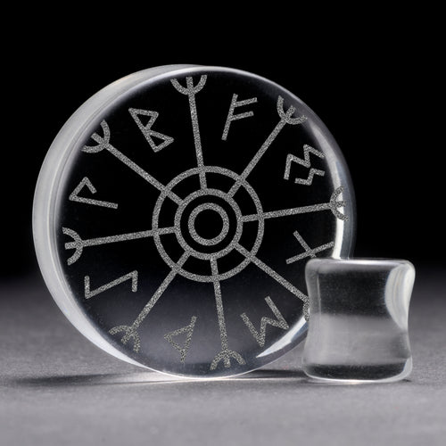 Runic Plug / Gauge - Clear Glass | Flat Faced Double Flare