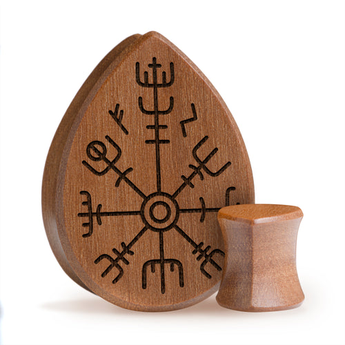 Runic Plug / Gauge - Teardrop Saba Wood | Flat Faced Double Flare