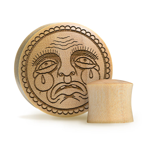 SAD FACE Plug / gauge - Krokodilholz | Konvexe Doppelaufgeweitet