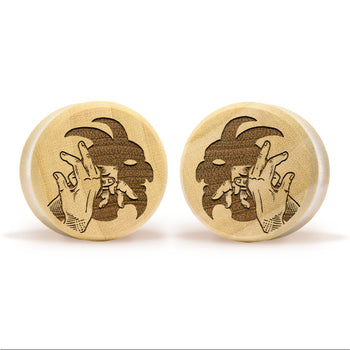 Cult Cat Plug / Gauge - Silver Inlay Ebony Wood | Convex Double Flare