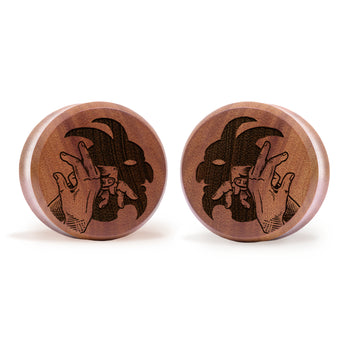 Crystal Moon Plug / Gauge - Gold Inlay Ebony Wood | Convex Double Flare