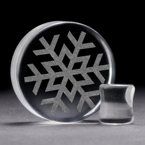 Schneeflockenplug / gauge - klares Glas | Doppelaufgeweitet mit flachem Gesicht