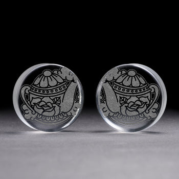 Teapot Plug / Gauge - Clear Glass | Flat Faced Double Flare