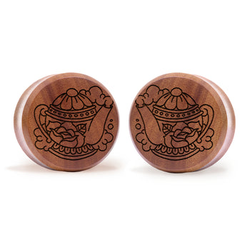 Teekanne plug / gauge - Saba Wood | Doppelaufgeweitet mit flachem Gesicht