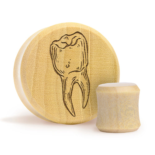 Tooth Plug / Gauge - Crocodile Wood | Flat Faced Double Flare