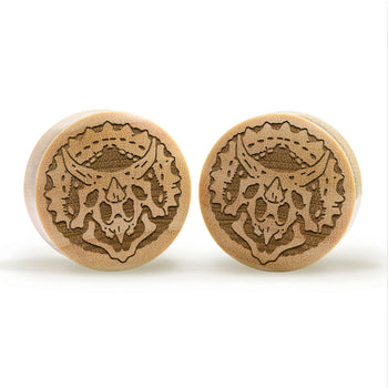 Triceratops Dinosaur Plug / Gauge - Crocodile Wood | Convex Double Flare