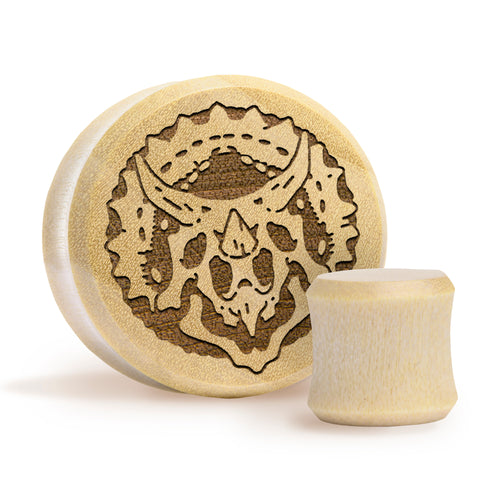 Triceratops Dinosaur Plug / Gauge - Crocodile Wood | Flat Faced Double Flare