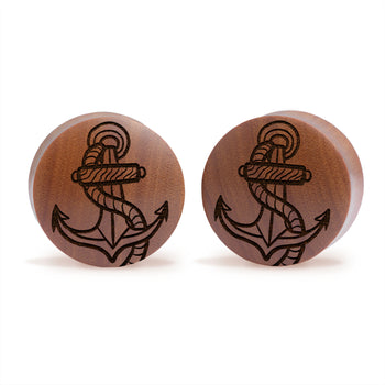 Union Anker Plug / Gauge - Saba Wood | Konvexe Doppelaufgeweitet