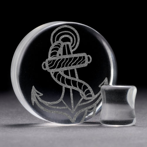 Union Anker Plug / Gauge - Clear Glass | Doppelaufgeweitet mit flachem Gesicht